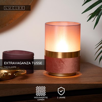 Lucide EXTRAVAGANZA TUSSE - Tischlampe - Ø 15 cm - 1xE14 - Rosa